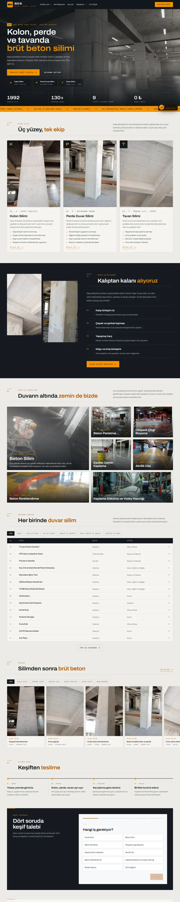 BDS Duvar Silim web sitesi ana sayfa görünümü