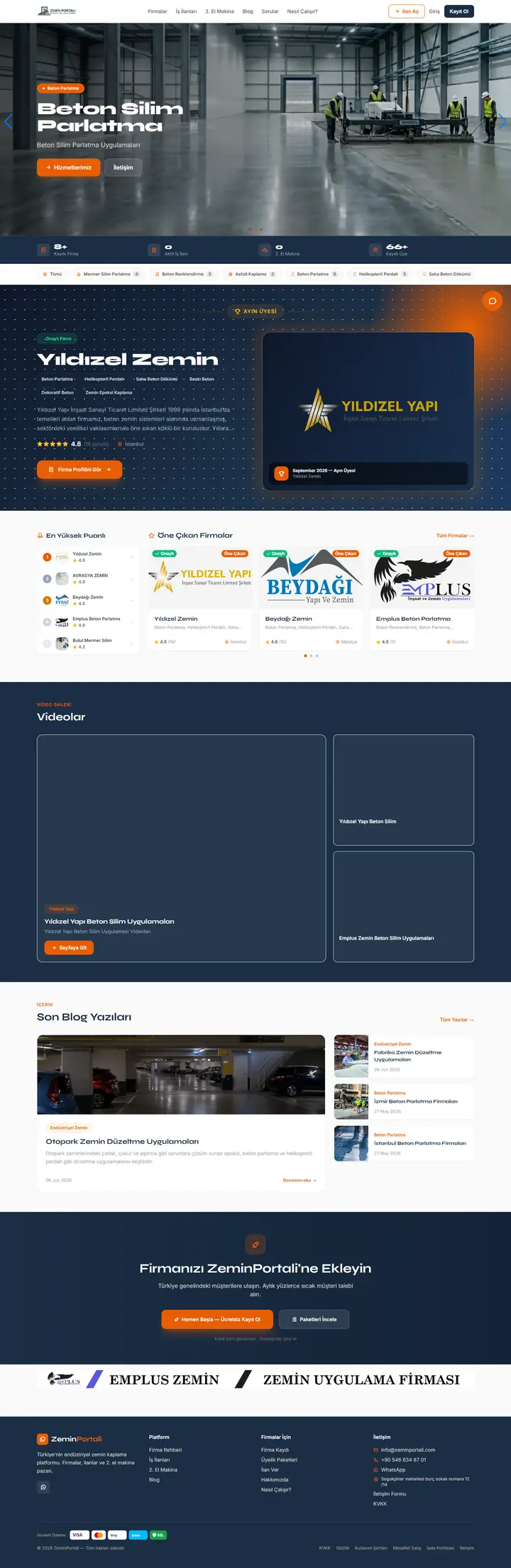 Zemin Portalı web sitesi ana sayfa görünümü